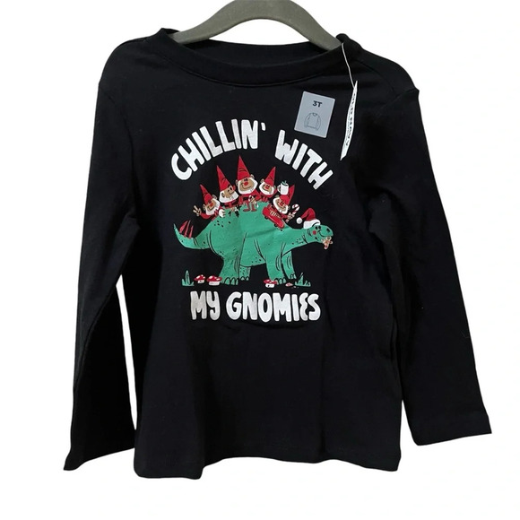 Old Navy 3T Chilling with my Gnomies long sleeve Holiday Christmas shirt-NWT - Picture 1 of 4